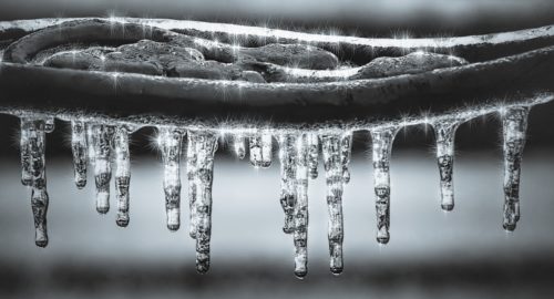 grayscale photography of water drops ice